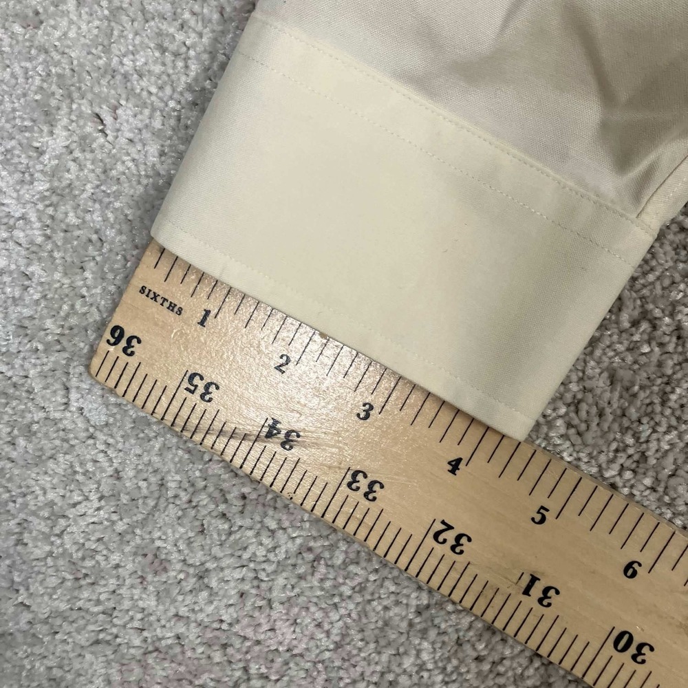 VTG Brooks Brothers Non-Iron Dress Shirt 16.5-34 Mens Cream Cotton Long Sleeve - Picture 11 of 12